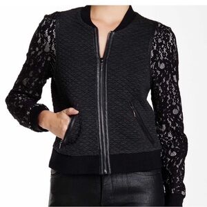 Rebecca Taylor Black Lace Bomber Jacket
